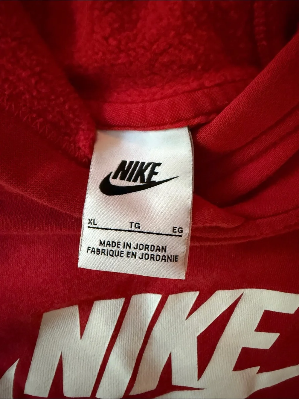 Nike Youth Red With White Logo Hoodie